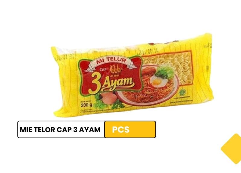 Mie Telor Cap 3 Ayam 200 gr / Egg Noodles Cap 3 Ayam 200 gr